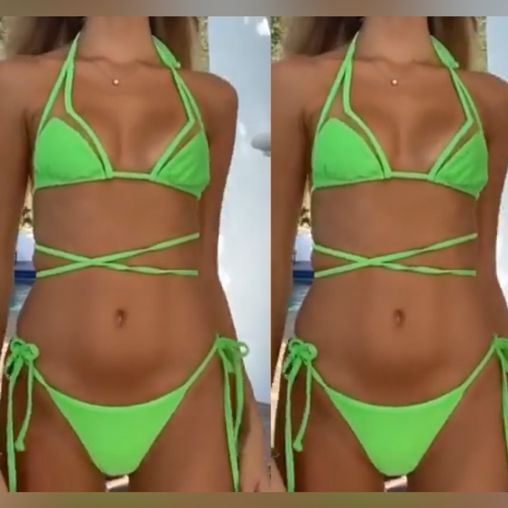 Vibrant Green Wrap-Around Bikini